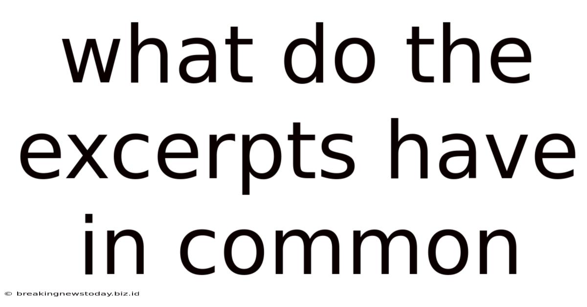 What Do The Excerpts Have In Common