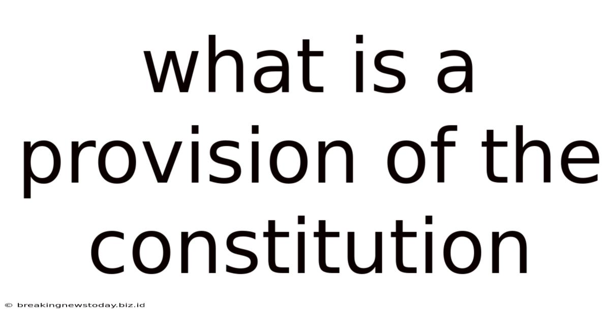 What Is A Provision Of The Constitution