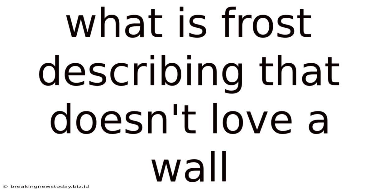 What Is Frost Describing That Doesn't Love A Wall