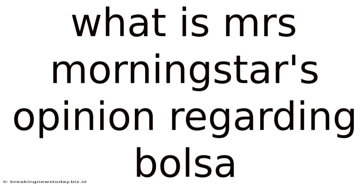 What Is Mrs Morningstar's Opinion Regarding Bolsa
