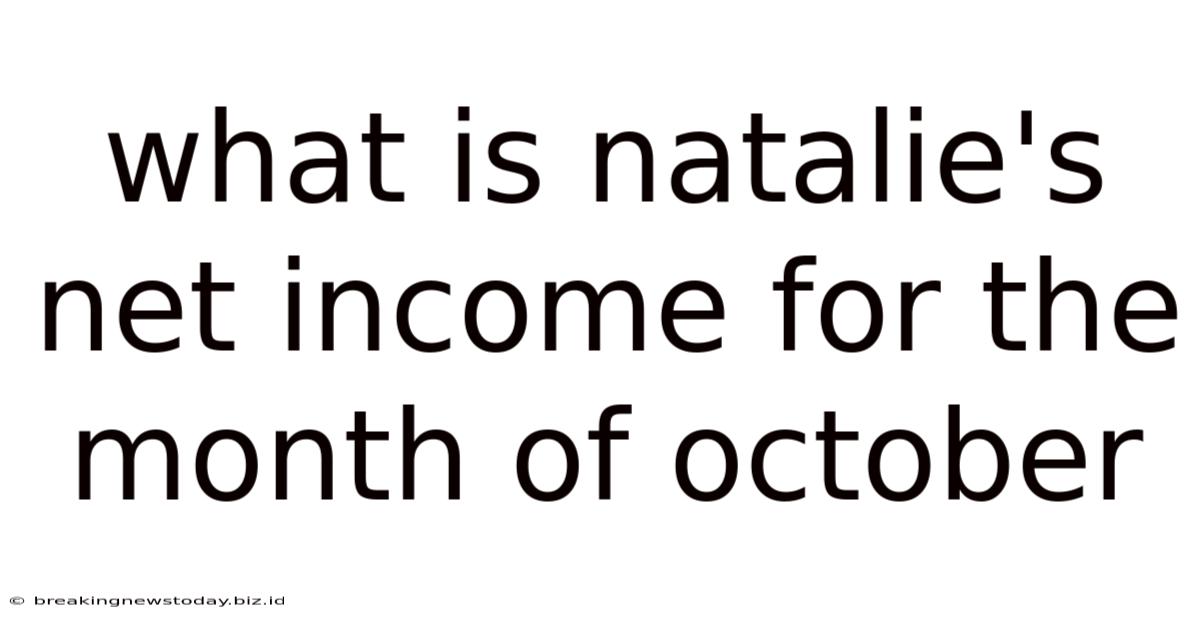What Is Natalie's Net Income For The Month Of October