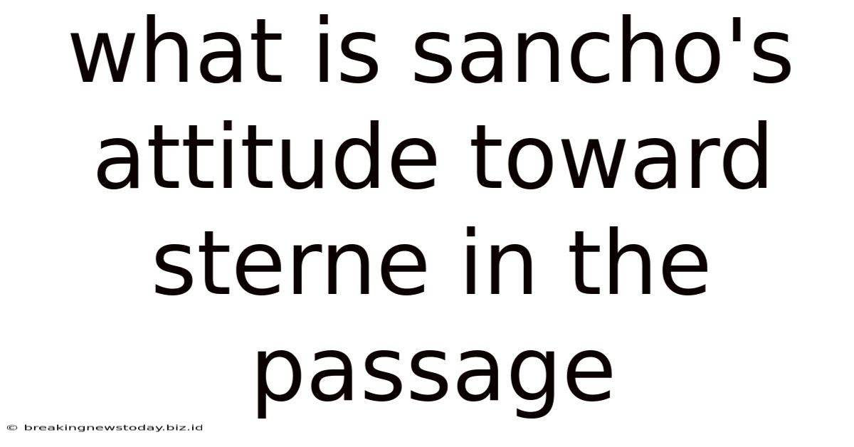 What Is Sancho's Attitude Toward Sterne In The Passage