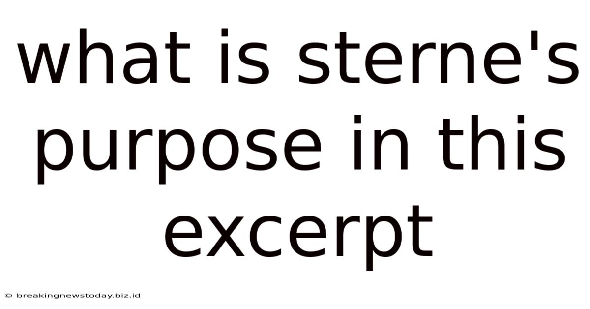 What Is Sterne's Purpose In This Excerpt