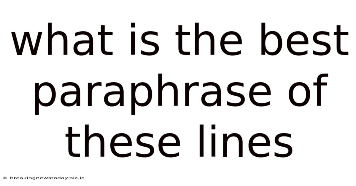 What Is The Best Paraphrase Of These Lines