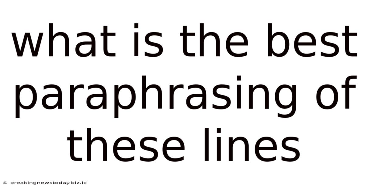 What Is The Best Paraphrasing Of These Lines