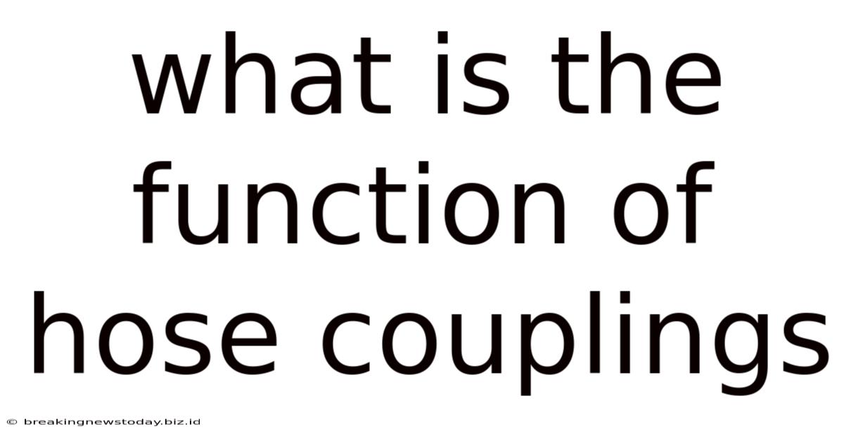 What Is The Function Of Hose Couplings