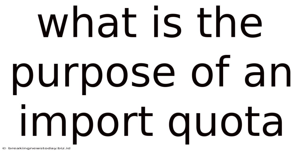 What Is The Purpose Of An Import Quota