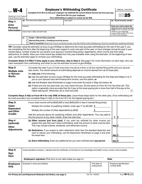 What Is The W-4 Form Used For Quizlet