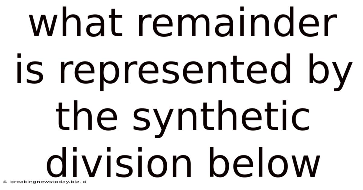 What Remainder Is Represented By The Synthetic Division Below