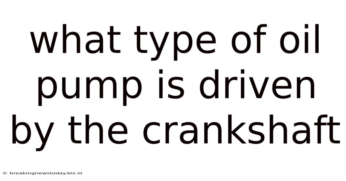 What Type Of Oil Pump Is Driven By The Crankshaft
