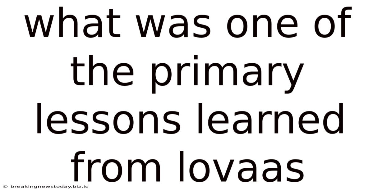 What Was One Of The Primary Lessons Learned From Lovaas