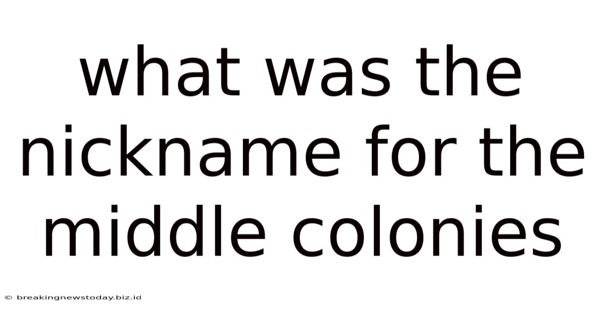 What Was The Nickname For The Middle Colonies