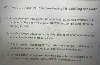 What Was The Result Of John Overdrawing His Checking Account