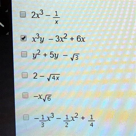 Which Algebraic Expressions Are Polynomials Check All That Apply