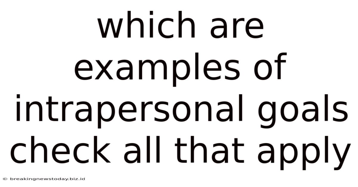 Which Are Examples Of Intrapersonal Goals Check All That Apply