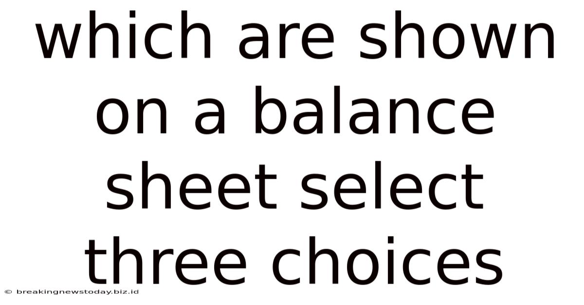 Which Are Shown On A Balance Sheet Select Three Choices