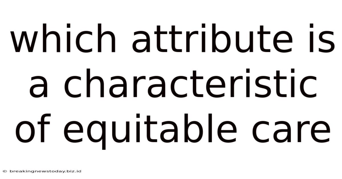 Which Attribute Is A Characteristic Of Equitable Care