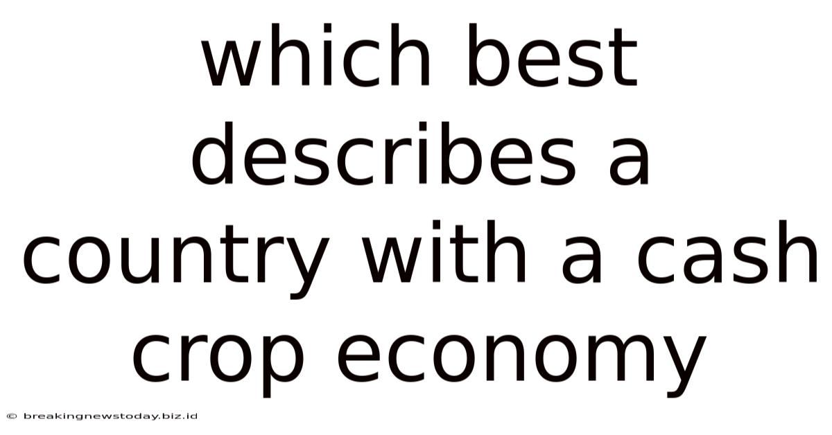Which Best Describes A Country With A Cash Crop Economy