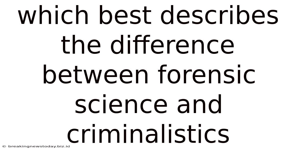 Which Best Describes The Difference Between Forensic Science And Criminalistics