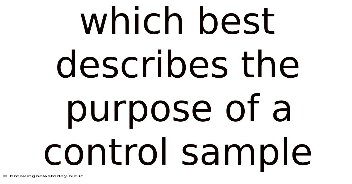 Which Best Describes The Purpose Of A Control Sample