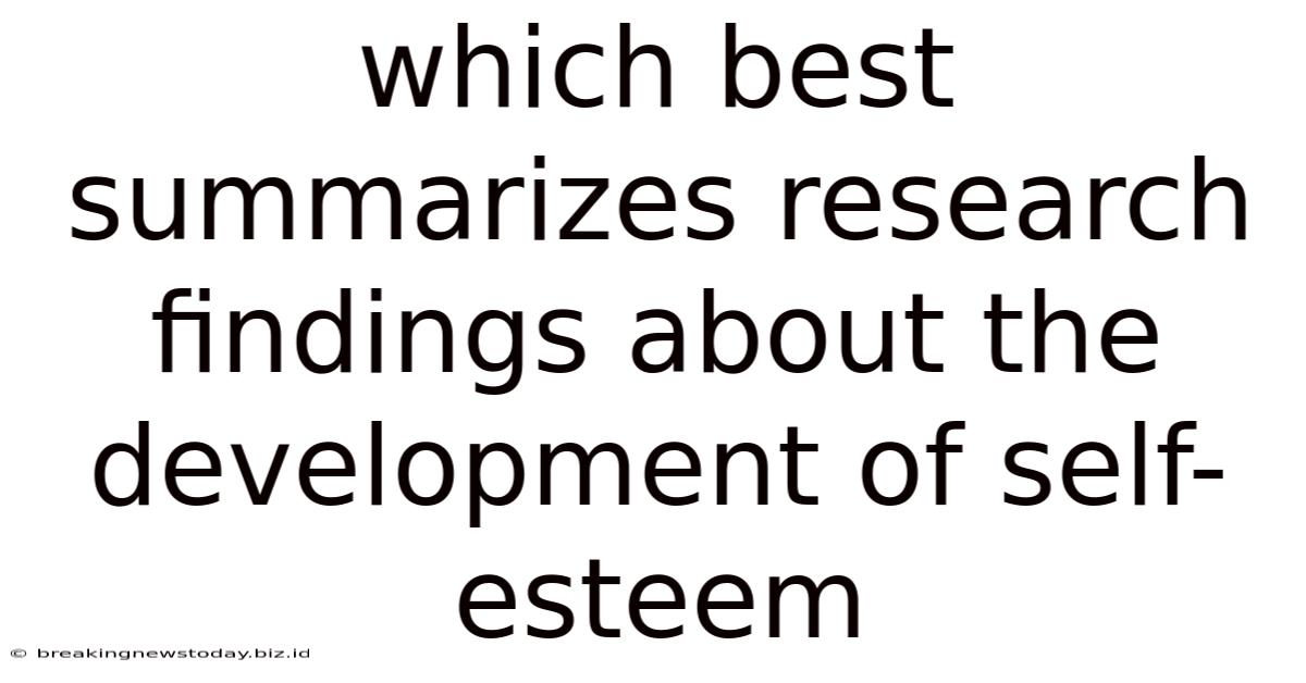 Which Best Summarizes Research Findings About The Development Of Self-esteem