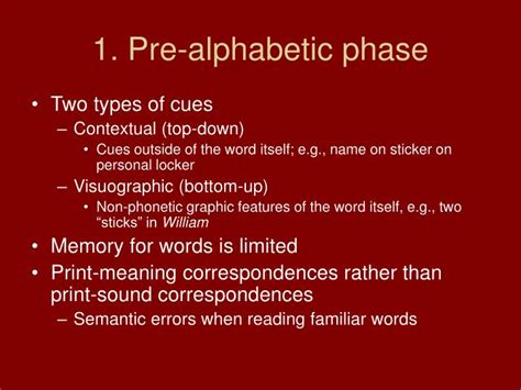 Which Characteristic Likely Describes A Student At The Prealphabetic Phase