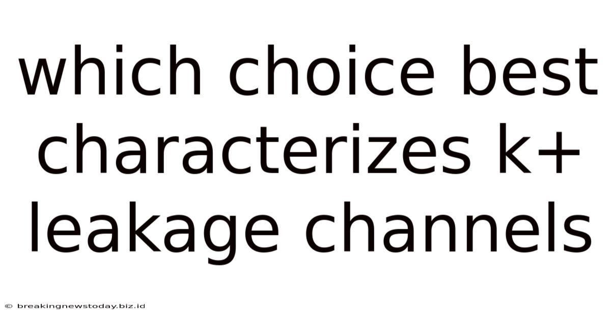 Which Choice Best Characterizes K+ Leakage Channels