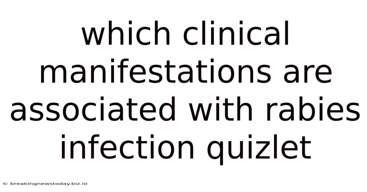 Which Clinical Manifestations Are Associated With Rabies Infection Quizlet