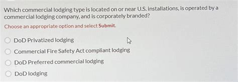 Which Commercial Lodging Type Is Located On Or Near