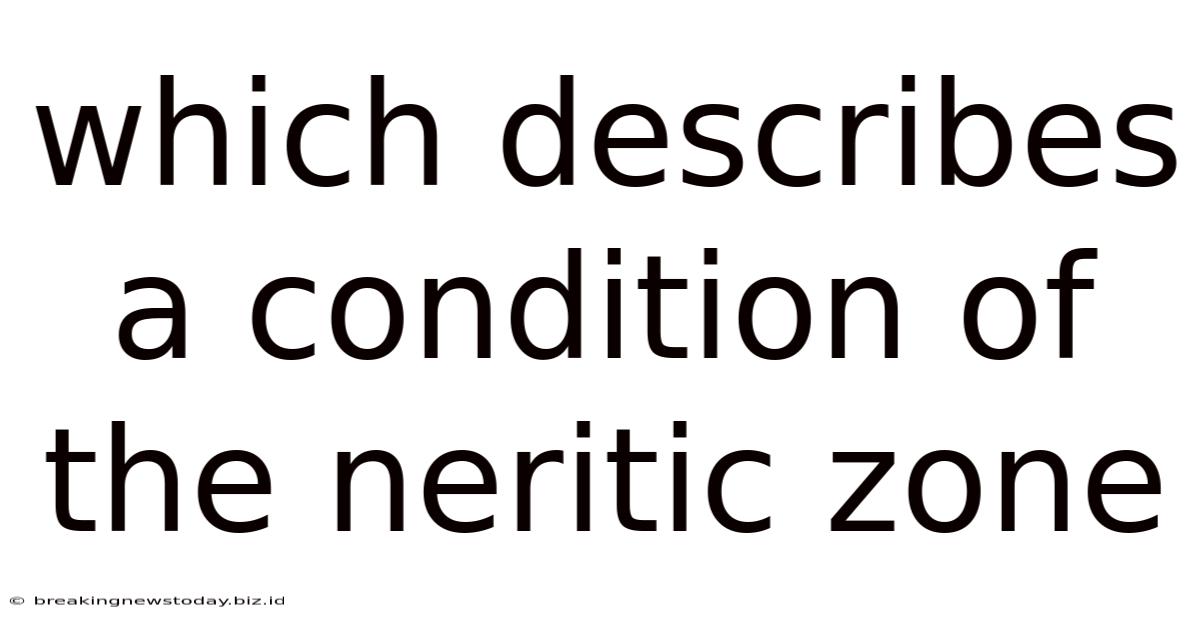 Which Describes A Condition Of The Neritic Zone