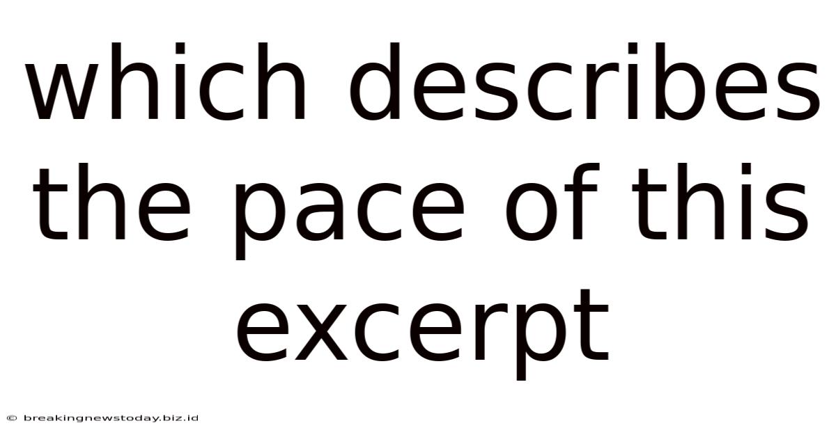 Which Describes The Pace Of This Excerpt