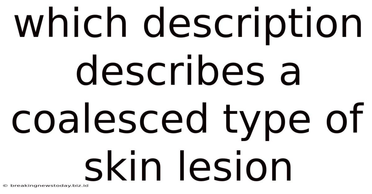 Which Description Describes A Coalesced Type Of Skin Lesion