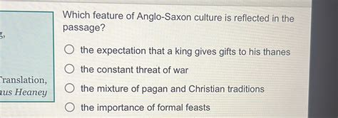 Which Feature Of Anglo-saxon Culture Is Reflected In The Passage