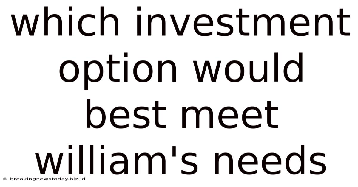 Which Investment Option Would Best Meet William's Needs