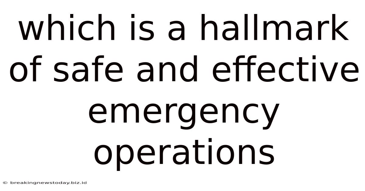 Which Is A Hallmark Of Safe And Effective Emergency Operations