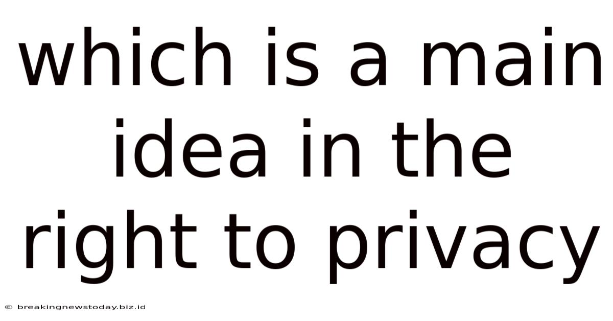 Which Is A Main Idea In The Right To Privacy