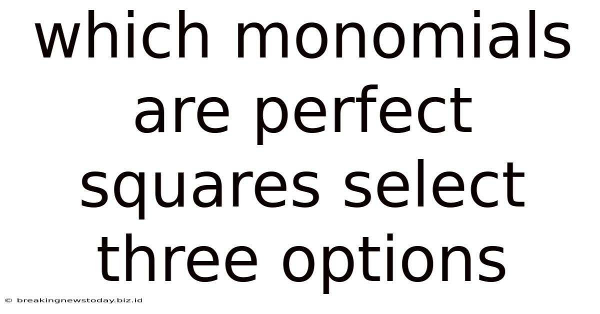 Which Monomials Are Perfect Squares Select Three Options