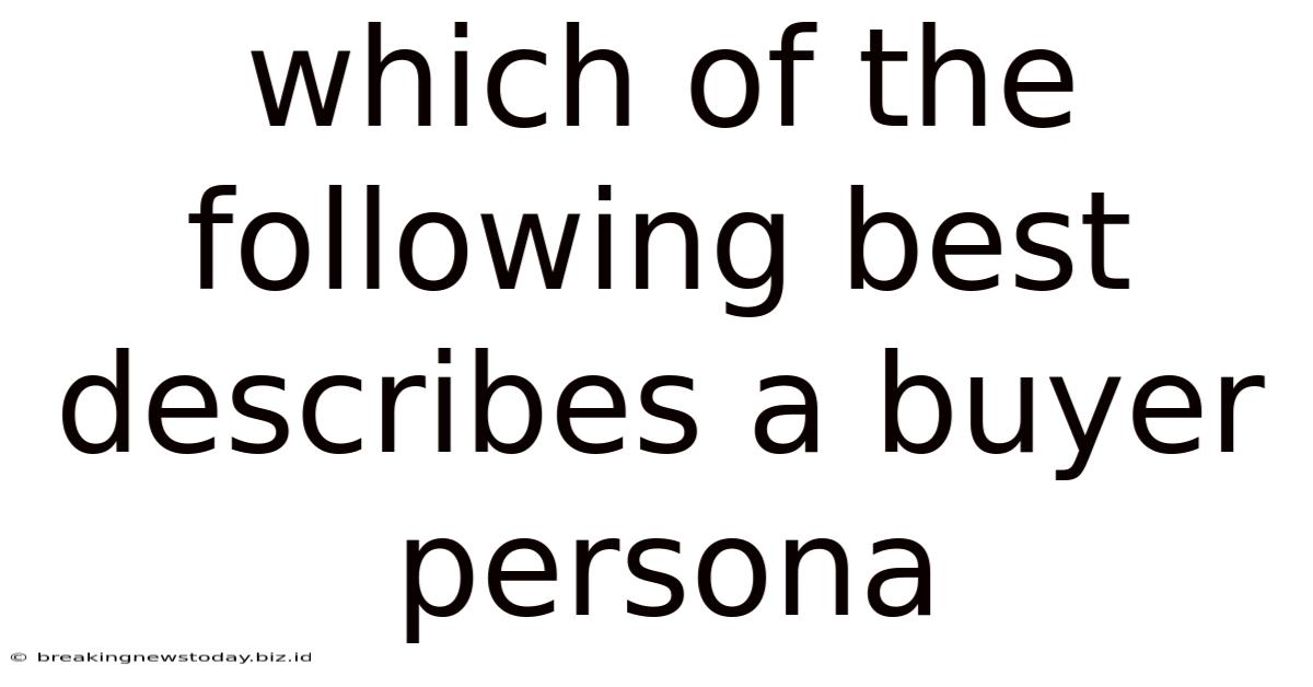 Which Of The Following Best Describes A Buyer Persona