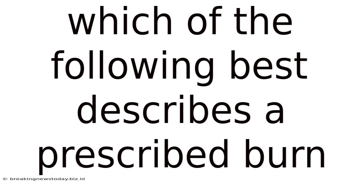 Which Of The Following Best Describes A Prescribed Burn