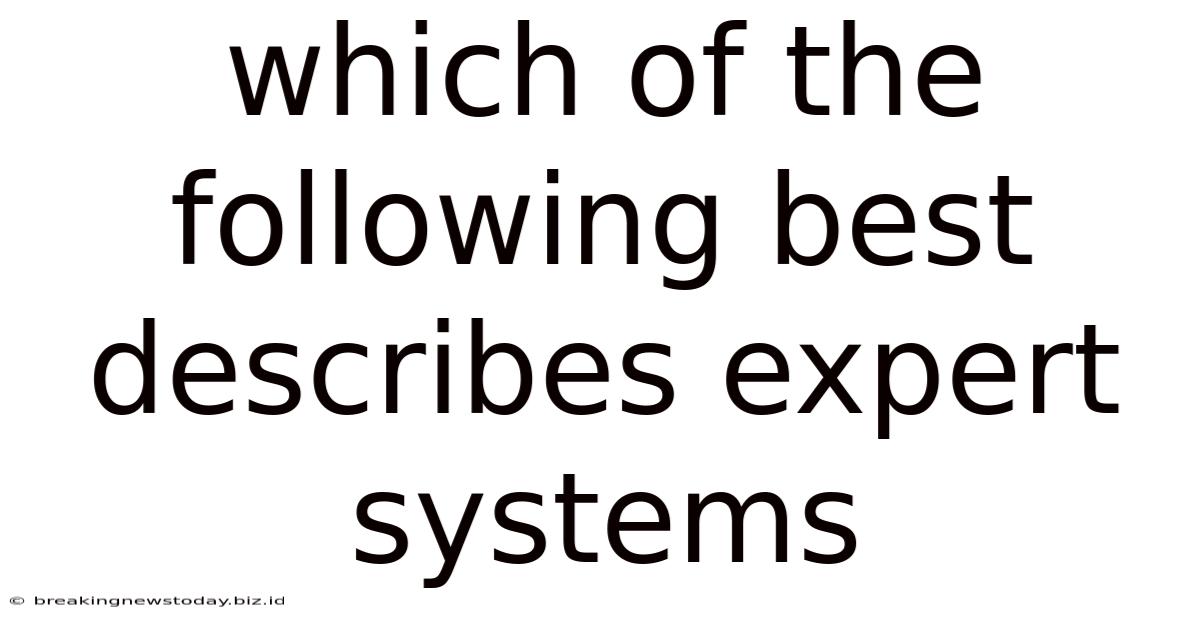 Which Of The Following Best Describes Expert Systems