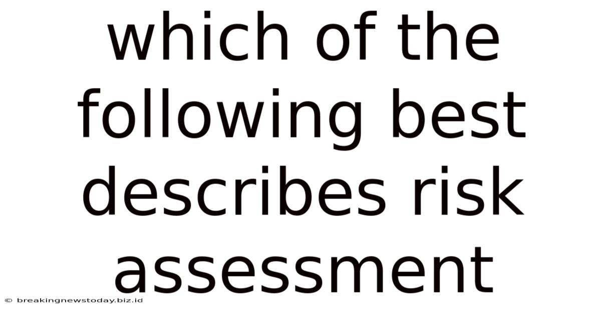 Which Of The Following Best Describes Risk Assessment