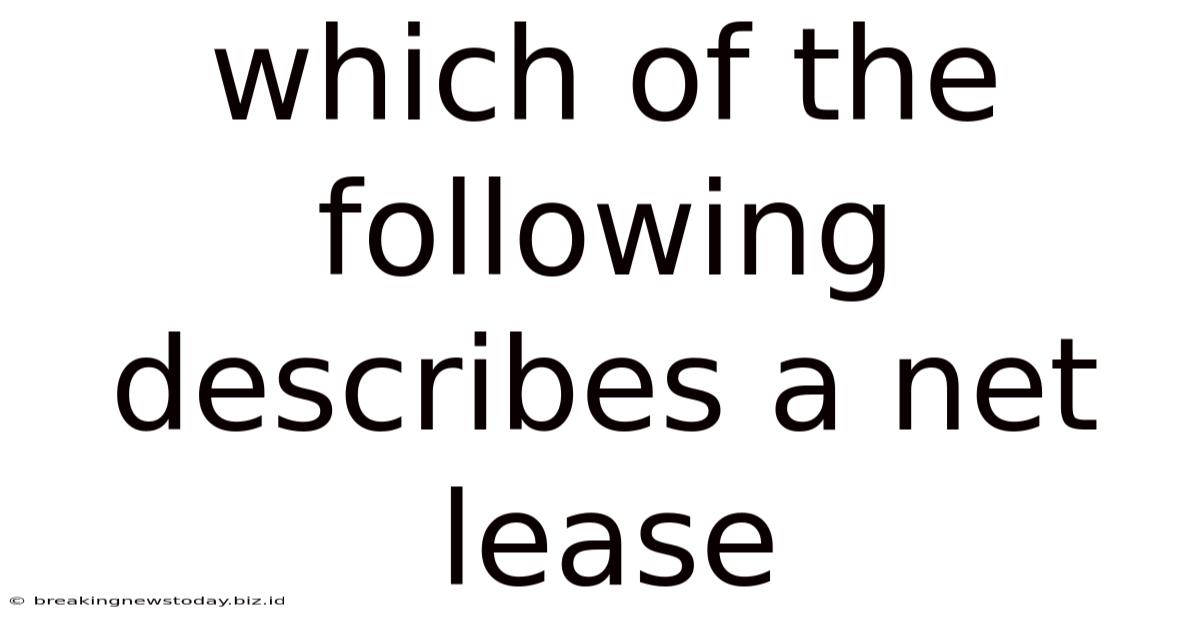 Which Of The Following Describes A Net Lease