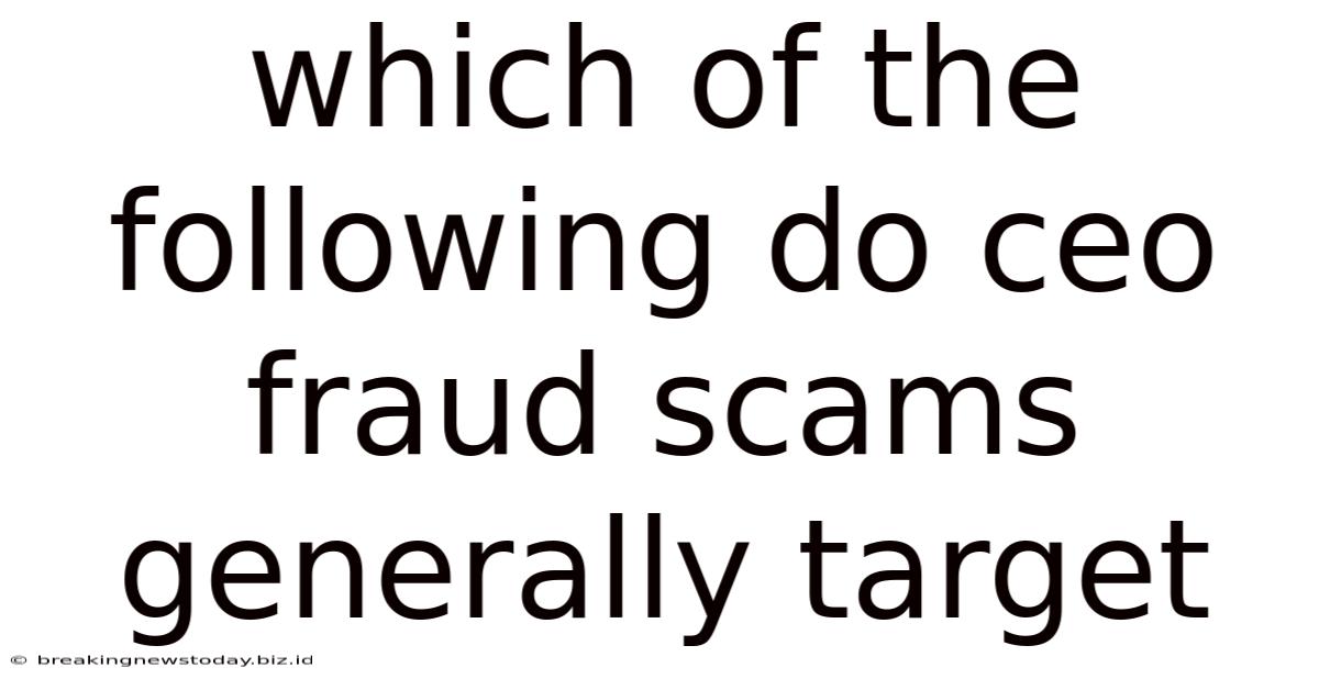 Which Of The Following Do Ceo Fraud Scams Generally Target