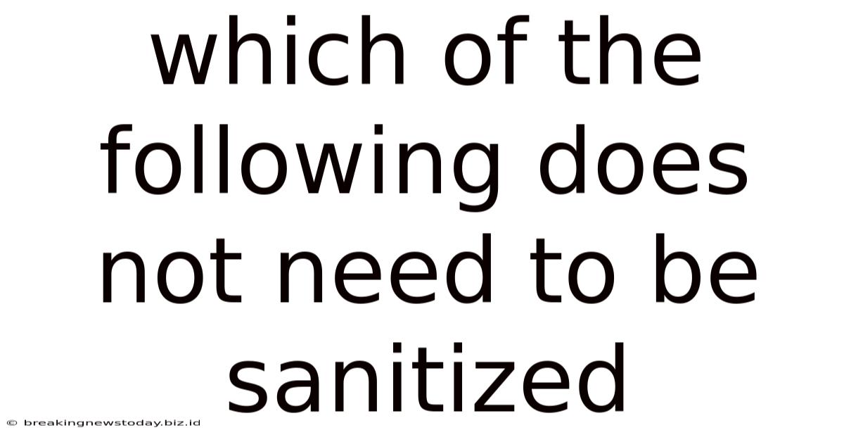 Which Of The Following Does Not Need To Be Sanitized