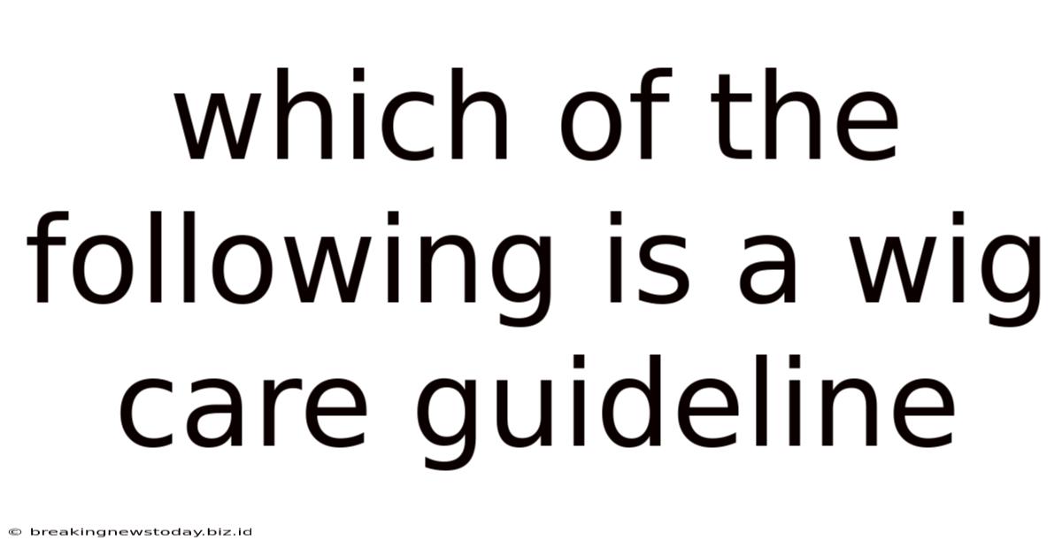 Which Of The Following Is A Wig Care Guideline