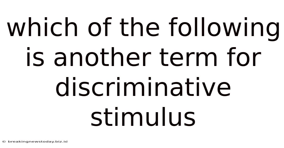 Which Of The Following Is Another Term For Discriminative Stimulus