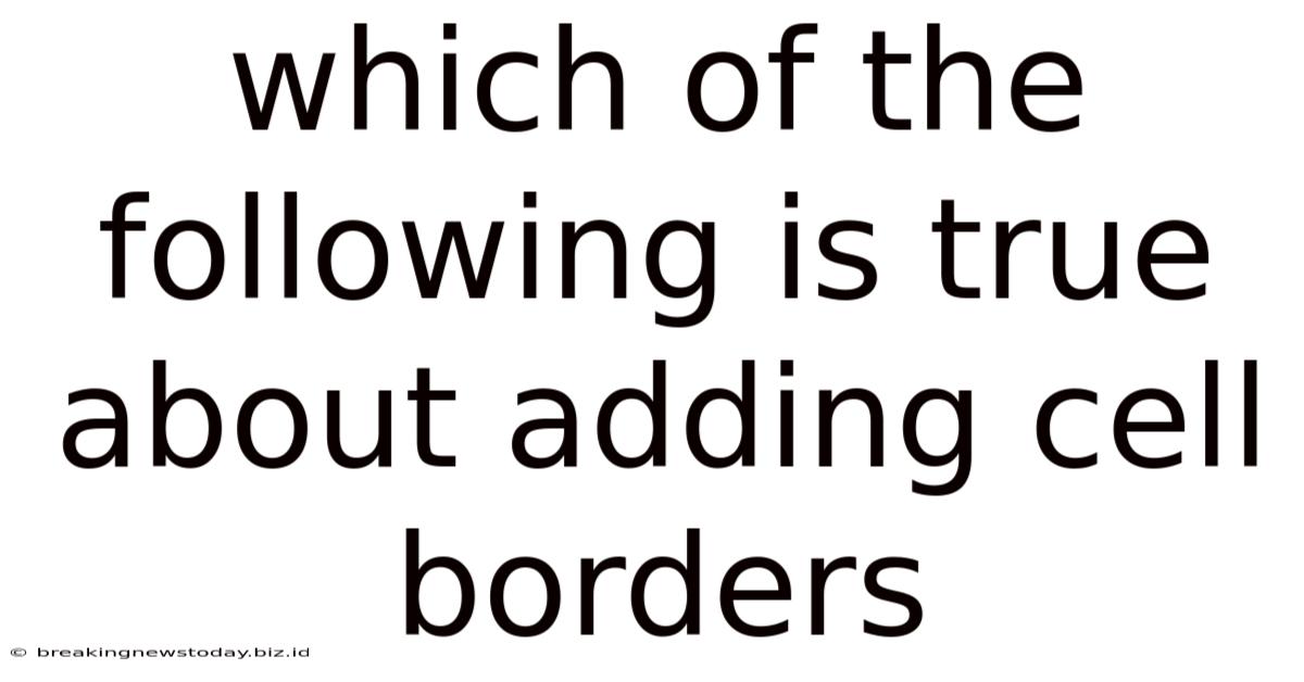 Which Of The Following Is True About Adding Cell Borders