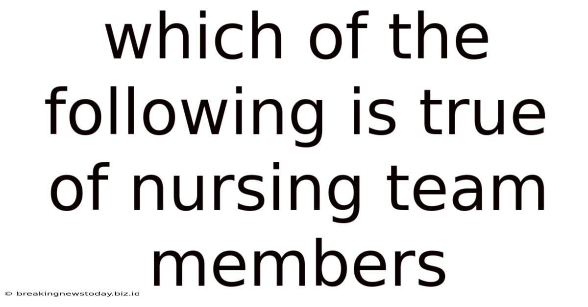 Which Of The Following Is True Of Nursing Team Members