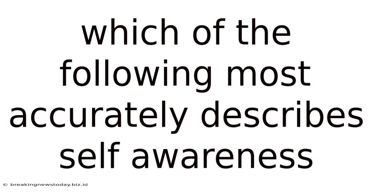 Which Of The Following Most Accurately Describes Self Awareness