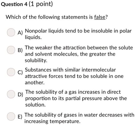 Which Of The Following Statements About Water Is False